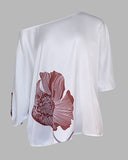 2 Pieces Outfit Floral Print Skew Neck Batwing Sleeve Top and Casual Loose Fit Straight Leg Pants Set