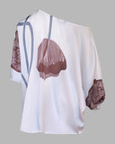 2 Pieces Outfit Floral Print Skew Neck Batwing Sleeve Top and Casual Loose Fit Straight Leg Pants Set