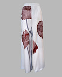 2 Pieces Outfit Floral Print Skew Neck Batwing Sleeve Top and Casual Loose Fit Straight Leg Pants Set