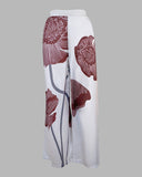 2 Pieces Outfit Floral Print Skew Neck Batwing Sleeve Top and Casual Loose Fit Straight Leg Pants Set
