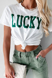 White LUCKY Printed Round Neck St Patricks T Shirt