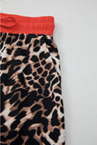 Brown Animal Print Color Contrast Edge Loose Fit Pants Set