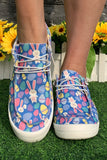 Dusk Blue Easter Rabbit Egg Print Lace-up Sneakers
