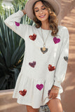 White Shiny Heart-shape Ruffled Knit Mini Dress