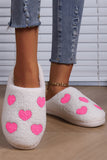 Pink Heart Pattern Valentines Fuzzy Winter Slippers