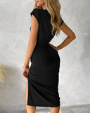 Twisted Ruched Slit Casual Dress