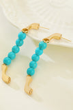 Gold Turquoise Bead Plated Alloy Hook Earrings