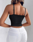 Lace V Neck Spaghetti Strap Bralette Camisoles Sexy Soft Crop Tank Top