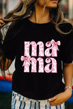 Black Floral Bow Mama Graphic Crewneck Tee