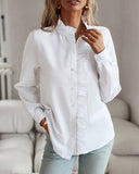 Frill Details Button down Long Sleeve Shirt Top