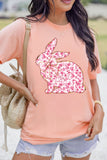 Pink Floral Bow Bunny Graphic Tee