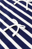 Blue Stripe Knitted Bow Decor Sweater Vest