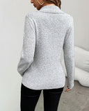 Shawl Collar Button Decor Knit Sweater