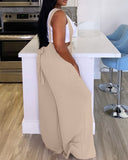 Drawstring Wide Leg Suspender Jumpsuit