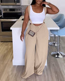 Drawstring Wide Leg Suspender Jumpsuit