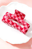 Fiery Red Heart Print Hollow Out Square Hair Claw Clip