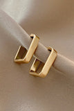 Gold Square Hook Plated Alloy Stud Earrings