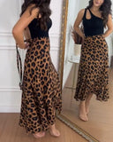 Leopard Chic Lace up Skirt