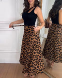 Leopard Chic Lace up Skirt