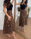 Leopard Chic Lace up Skirt