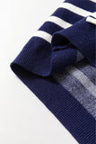 Blue Stripe Knitted Bow Decor Sweater Vest