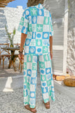 Sky Blue Shell Print Half Sleeve Shirt and Pants Set