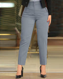 High Waist Cropped Work Pants