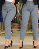 High Waist Cropped Work Pants