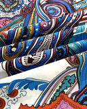 Tribal Print Shirred High Waist Cinched Hem Long Pants Vacation Pants with Pocket