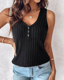 V Neck Sleeveless Ribbed Tank Top