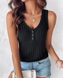 V Neck Sleeveless Ribbed Tank Top