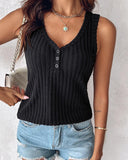 V Neck Sleeveless Ribbed Tank Top