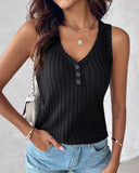 V Neck Sleeveless Ribbed Tank Top