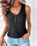 V Neck Sleeveless Ribbed Tank Top