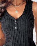 V Neck Sleeveless Ribbed Tank Top