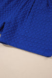Sky Blue Jacquard Textured Buttoned Tee and Shorts Set