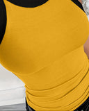 Contrast Binding Tank Tops Summer Sleeveless Basic Cami Top Shirt Slim Knit Ribbed Racerback Blouses