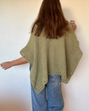 Solid Three Quarters Batwing Sleeve Hollow out Pattern Edges Casual Knit Top