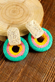 Green Colorblock Grass Vine Hoop Crochet Earrings