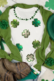 White St.Patrick Clover Crew Neck T Shirt