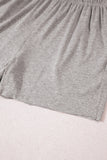 Gray Solid Color Loose Tee 2 Piece Shorts Set