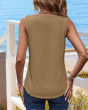 V Neck Sleeveless Ruched Tank Casual Slim Fit Top