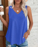 V Neck Sleeveless Thick Strap Hollow out Knit Tank Casual Top