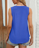 V Neck Sleeveless Thick Strap Hollow out Knit Tank Causal Top