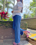 V Neck Front Button Long Sleeve Gigot Sleeve Blouse Elegant Top