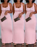 U Neck Sleeveless Casual Maxi Dress