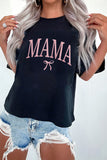 Black MAMA Bow Embroidered Crewneck Tee