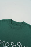 Blackish Green Pearl Beaded Merry Casual Sweater