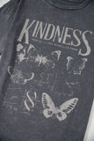 Dark Grey Kindness Butterflies Graphic Mineral Wash Loose Tee