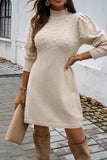 Parchment Pearl Beaded High Neck Bodycon Sweater Dress